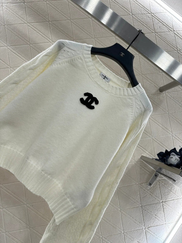 Pull ras-du-cou raglan en laine blanc CC 26 331351
