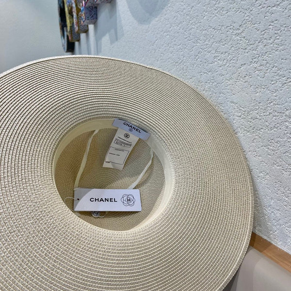 WIDE BRIM STRAW HAT WITH BOW BEIGE 672706