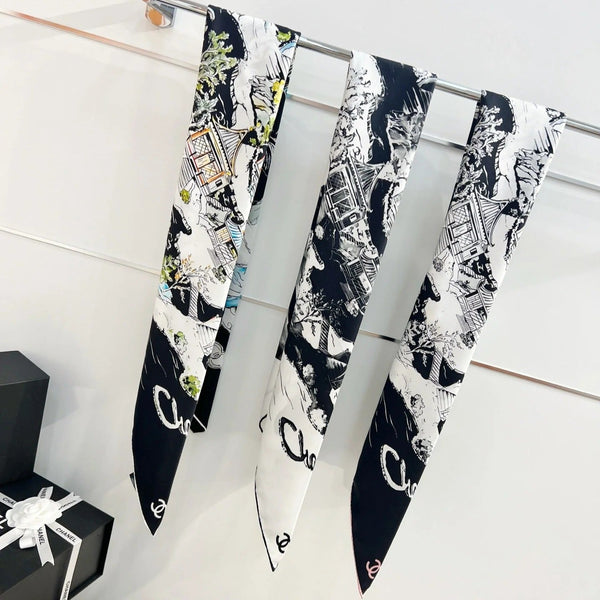 CHANEL 25S SCARF 90 IN SILK 735864