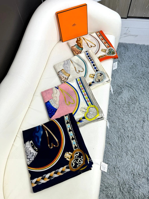 HERMES 25S SCARF 135 IN CASHMERE SILK 730649