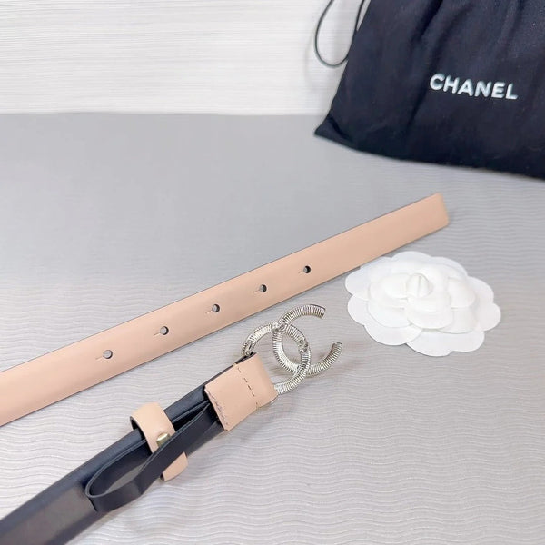 CC BELT 20 MM IN DESERT SAND SMOOTH CALFSKIN SILVER HARDWARE ATTACH RHINSTONE