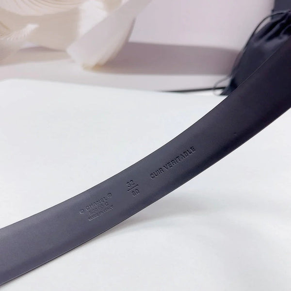 CC 30MM BELT IN BLACK SMOOTH CALFSKIN METAL LOGO