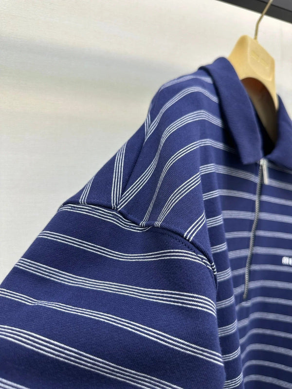 MIUMIU STRIPED ZIP POLO SHIRT STYLE 42