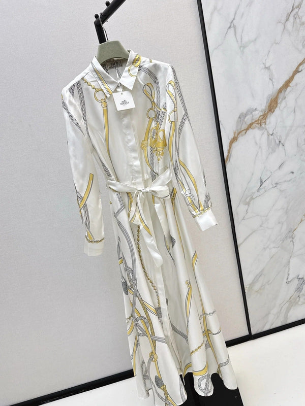 HERMES 25S LONG SILK DRESS 043