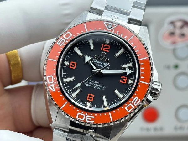 Omega Seamaster Planet Ocean 600M 42mm Steel/Orange Ceramic Black Dial Watch