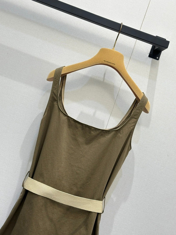 Miumiu 2026 Vest Dress Khaki Brown Cotton 136569