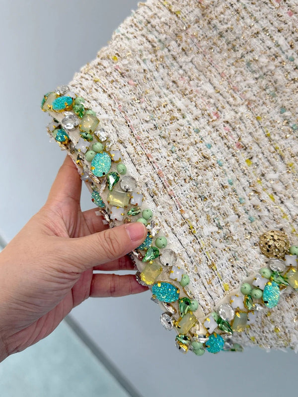 Chanel 2026 Side-button Short-sleeved Jacket Beige Green Polyamide Cotton