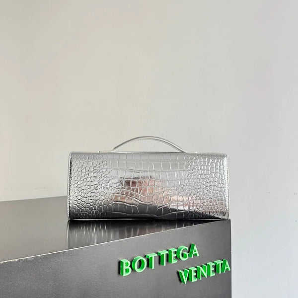 Bottega Veneta 2026 Sac Andiamo 31cm Cuir gaufré crocodile Argent 137072