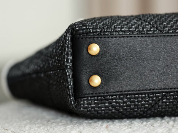 Sac Maxi Hobo Chanel 2026 28cm Cuir Paille Noir 351070