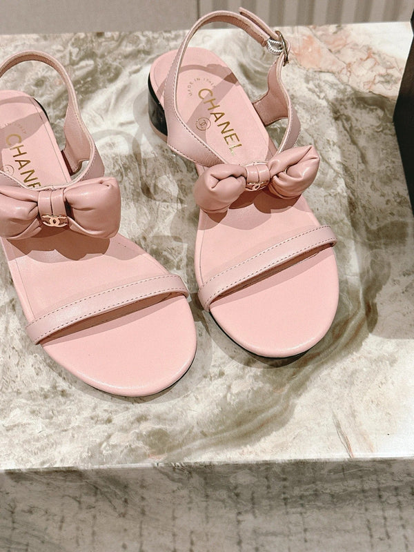 CC 26s Sandales à Nœud en Cuir de Vachette Rose 658470