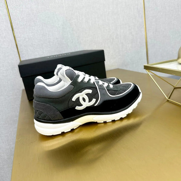 CC 2026 Casual Sneakers Black Gray Monogram Suede 668046