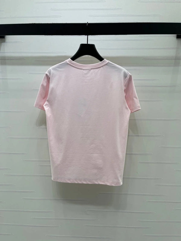 CD 2026 Square Floral Embroidery Short-Sleeve T-Shirt Cotton 385378