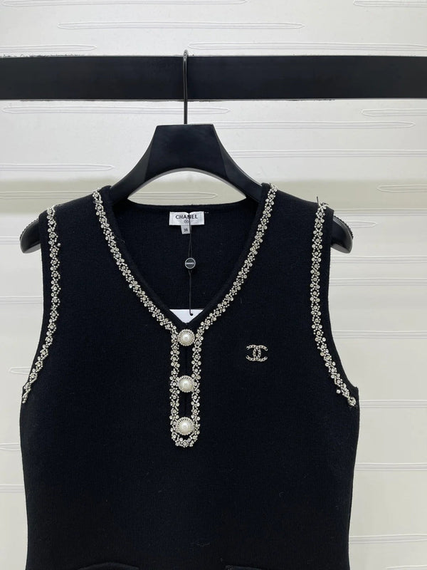 Chanel Robe Gilet 2026 Laine Acrylique Noire 136376