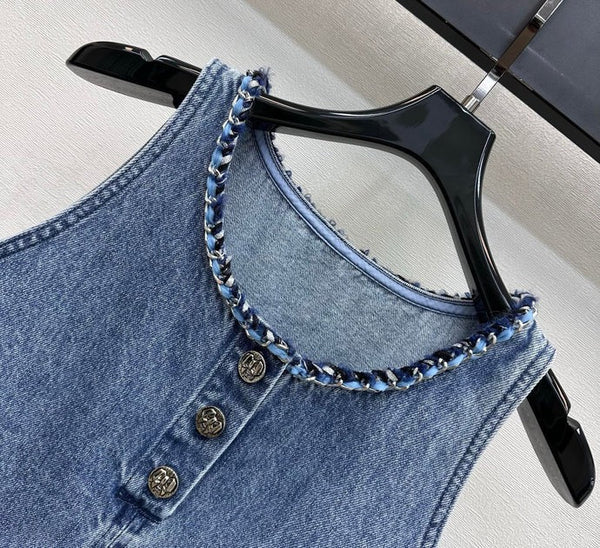 Chanel 2026 Gilet en jean Coton bleu 356145
