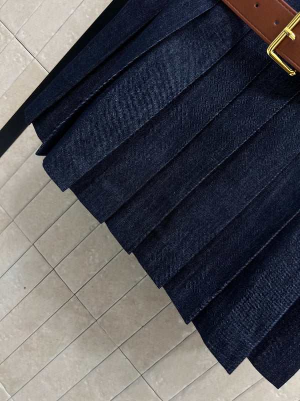Miumiu 2026 Robe sans manches en jean Coton bleu foncé 357003