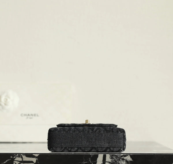 CC 2026 Coco Top Handle Bag 14.5cm Black Denim Leather 352687