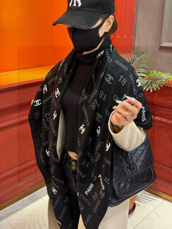 CHANEL 25S SCARF 140 IN CASHMERE SILK 733897