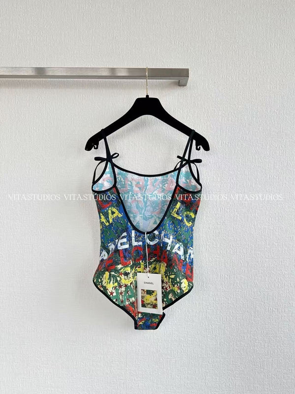 CC 2026 One Piece Swimsuit Seaweed Letter Polyester 470150