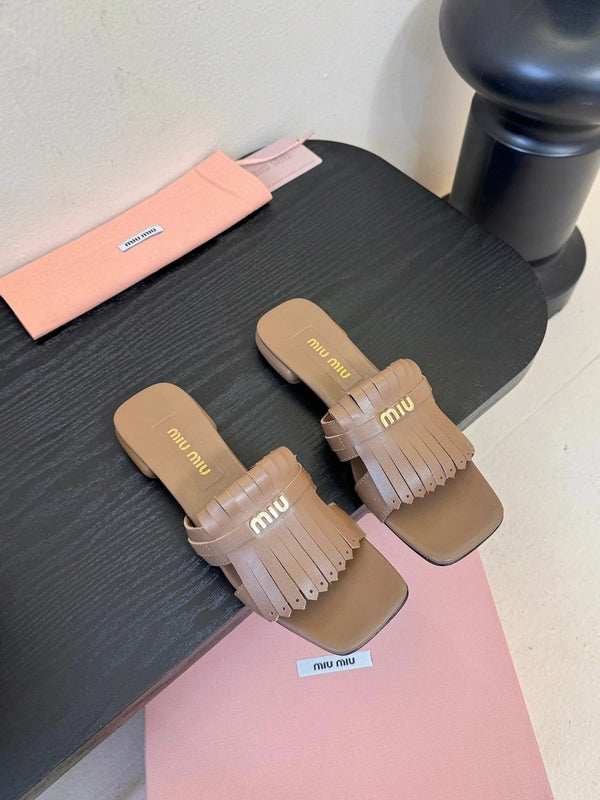 MIU 26ss Sandals Brown Sheepskin 627360