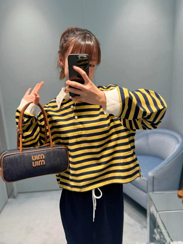 MIUMIU STRIPED SHIRT WITH LAPEL COLLAR STYLE 44