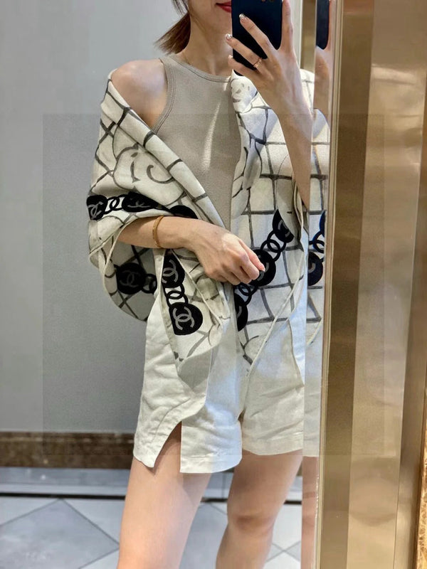 CHANEL 25S SCARF 110 IN CASHMERE SILK 730602