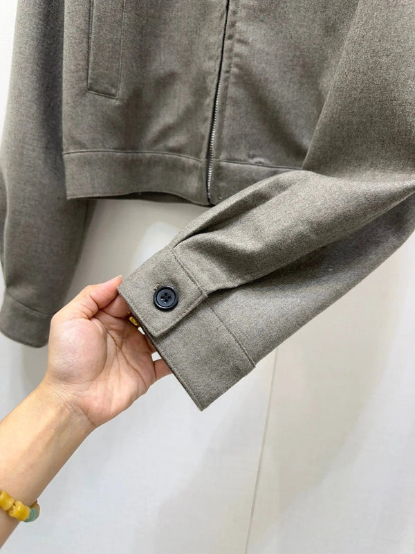 MIUMIU CONTRAST-FABRIC COLLAR JACKET STYLE 38