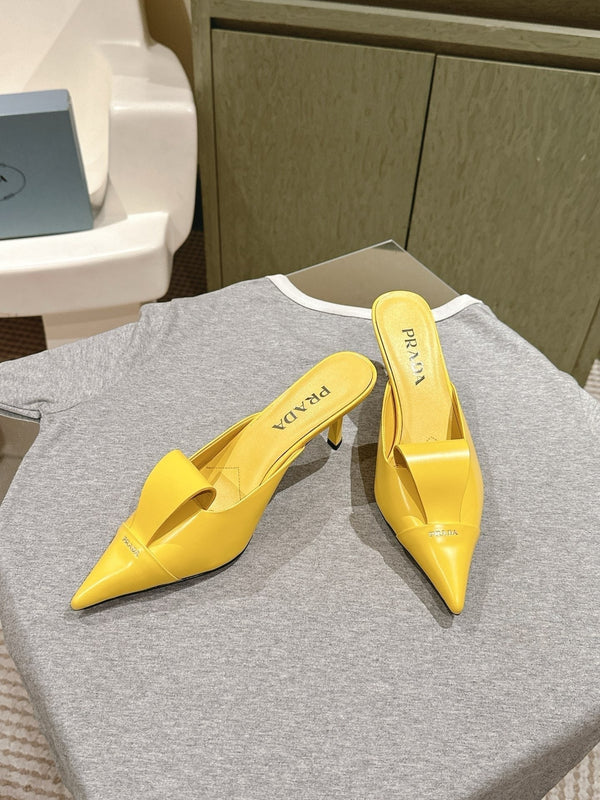 PRA 2026S Mule à talon haut 80 Cuir de mouton jaune 657668