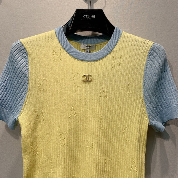 CC 2026 Yellow Knit Short-Sleeve T-Shirt 445138