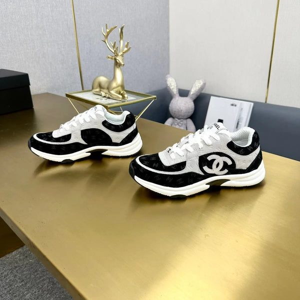 CC 2026 Casual Sneakers Black White Monogram Suede 668047
