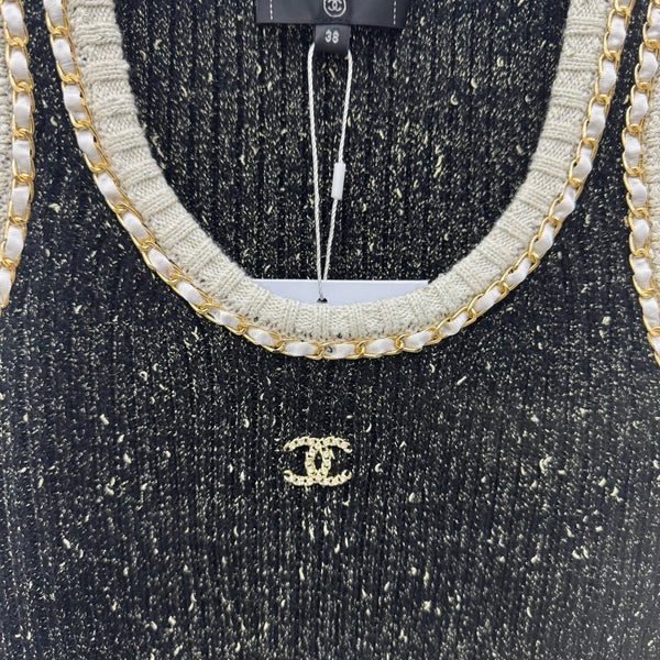 Chanel 2026 Haut Tricot Sans Manches Laine Cachemire Noir 356943