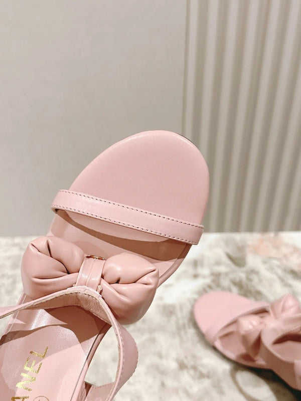Sandales à nœud CC 26s 55 cuir de vachette rose 658466