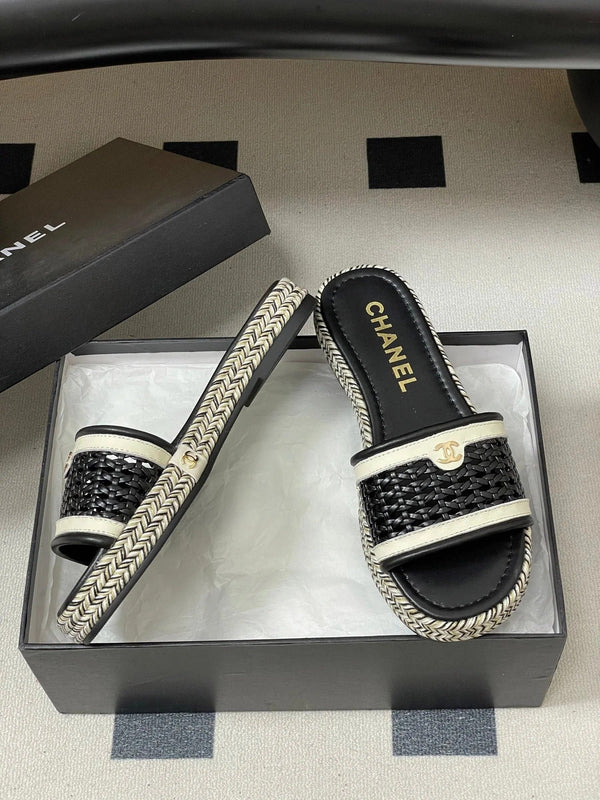 CC 26s Chaussons compensés Cuir de vachette noir 649461