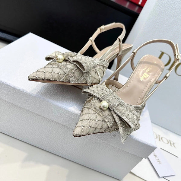 CD 26 Slingback 85 Champagne Beige Mesh Leather 622213