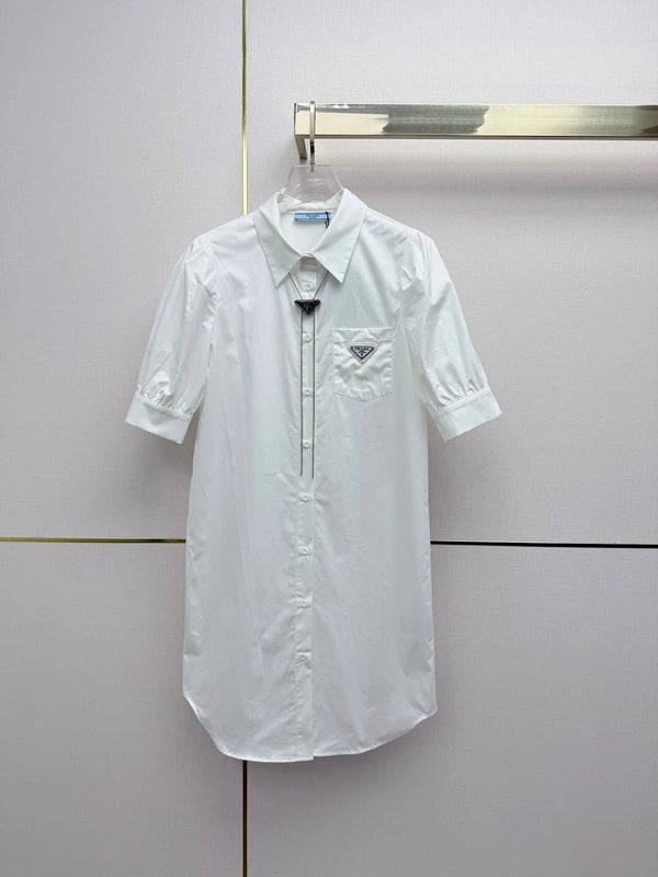 Prad 2026 Puff Sleeve Shirt Dress Cotton 396892