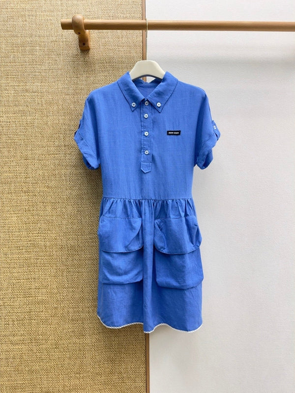 Miu 2026 Workwear Pocket Shirt Dress Cotton 514120