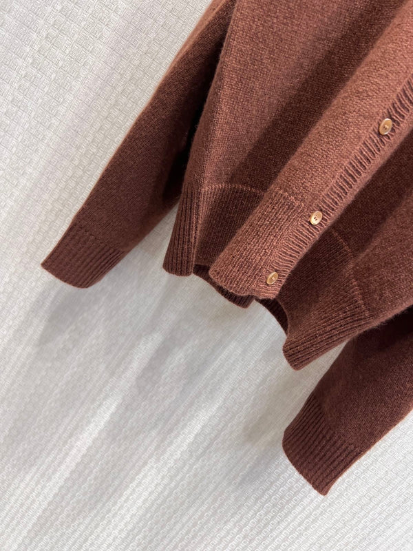 Miumiu 2026 Cardigan Camisole Épaules Dénudées Caramel Cachemire 356940