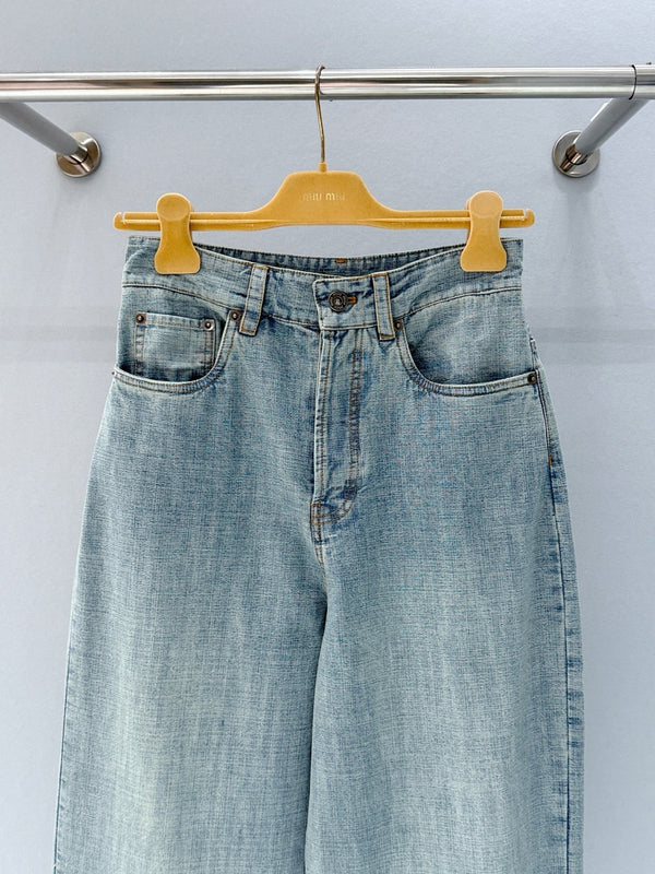 Miumiu 2026 Jean en denim bleu clair en coton