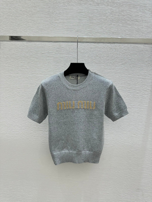 Haut Miu Miu 2026 manches courtes blanc gris noir Tencel coton 14171