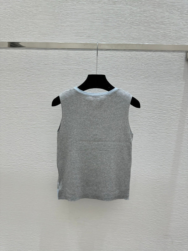 Miumiu 2026 Tank Top Blue and Gray Cotton
