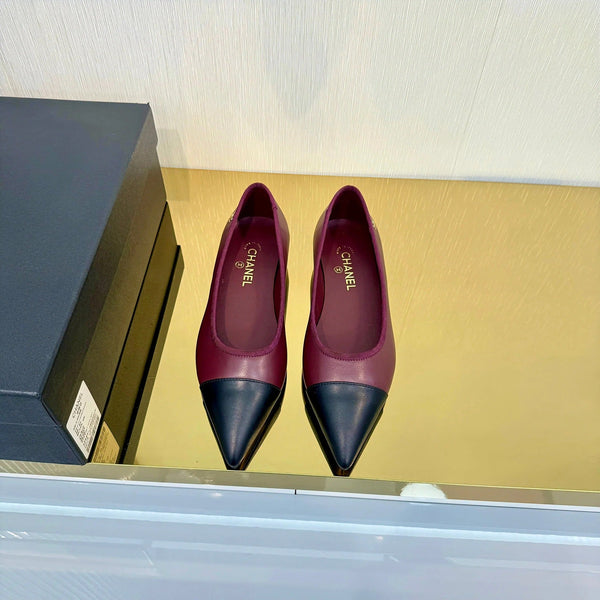 CC 2026 Ballerines Rouge Bordeaux Cuir d'agneau noir 668126