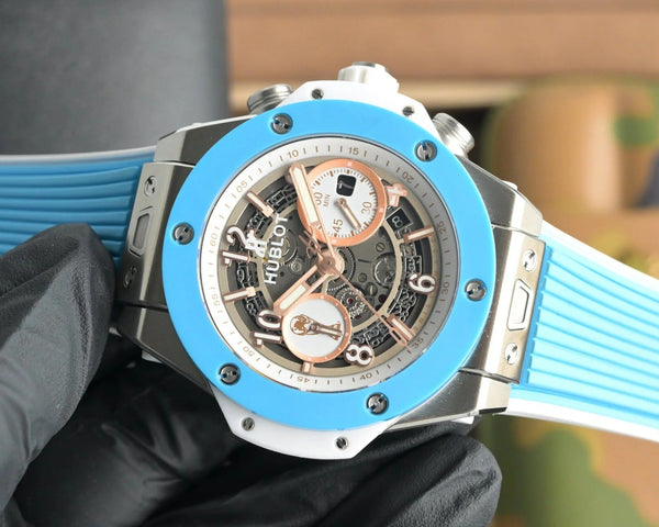 Hublot Big Bang Unico 45mm Blue Benzel Titanium Case Blue Rubber Strap
