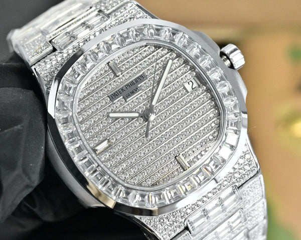 Patek Philippe Nautilus 40mm White Gold Baguette Diamonds 5719/10G Watch