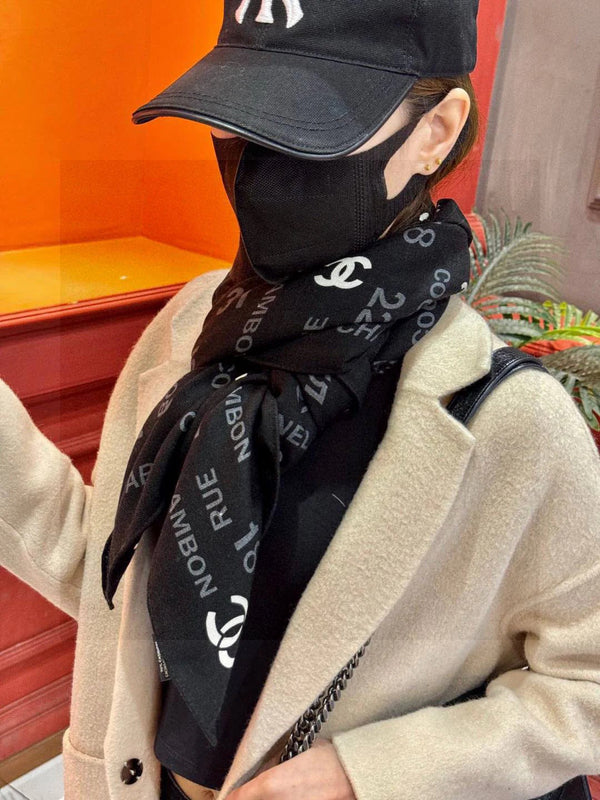 CHANEL 25S SCARF 140 IN CASHMERE SILK 733897