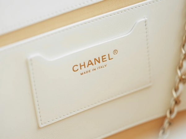 Chanel 2026 Shopping Bag 53cm Beige White Straw Lambskin