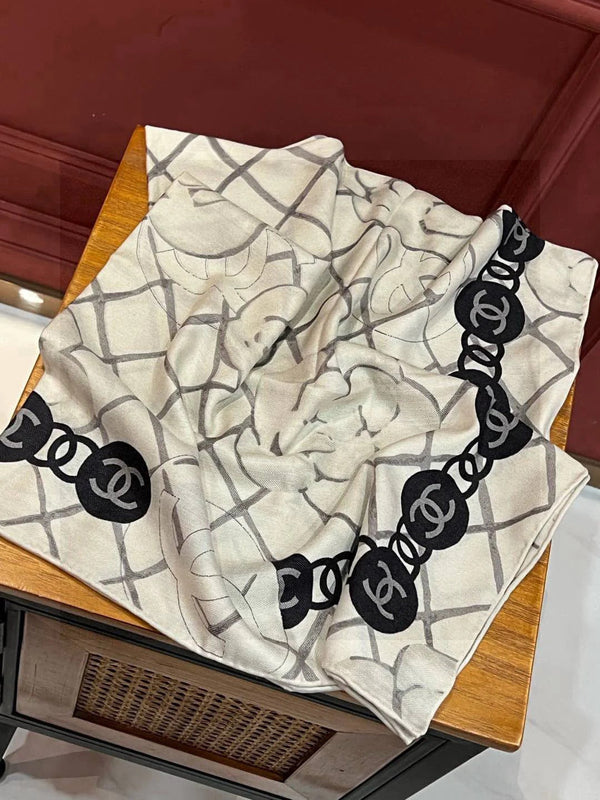 CHANEL 25S SCARF 110 IN CASHMERE SILK 730602