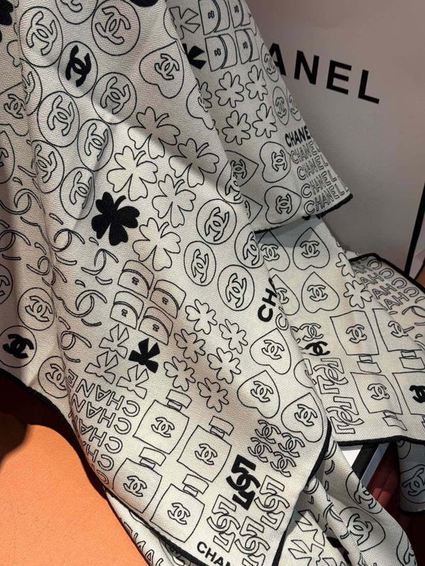 CHANEL 25S SCARF 110 IN CASHMERE SILK 738478