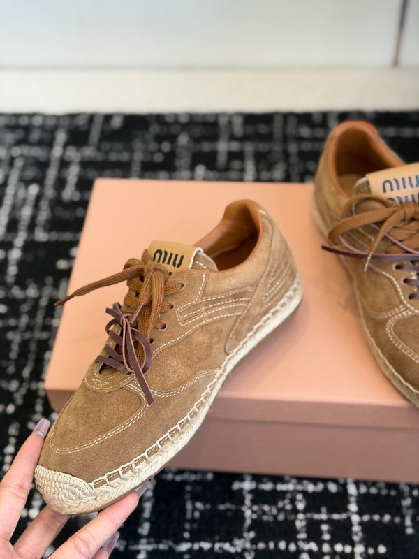 Miu Miu 2026 Espadrille Sneaker Brown Suede Woven 621338