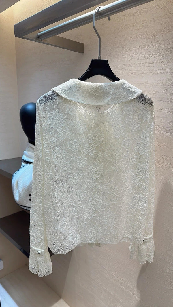 Chanel 2026 Lace Shirt Off-white Polyamide