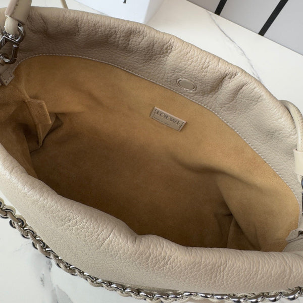 Sac Pochette Loewe Flamenco Cuir de veau beige 280513