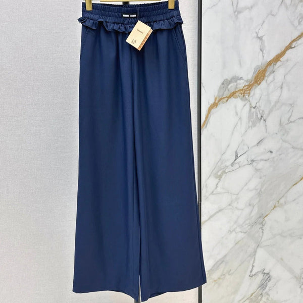 Miu 2026 Elastic Waist Straight Leg Pants Polyester 435240